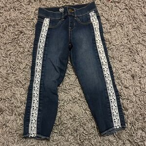Wonder Nation Dark Blue Cropped Jeans with White Lace